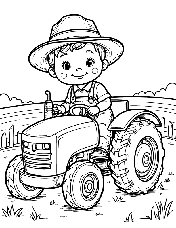 Little farmer coloring page